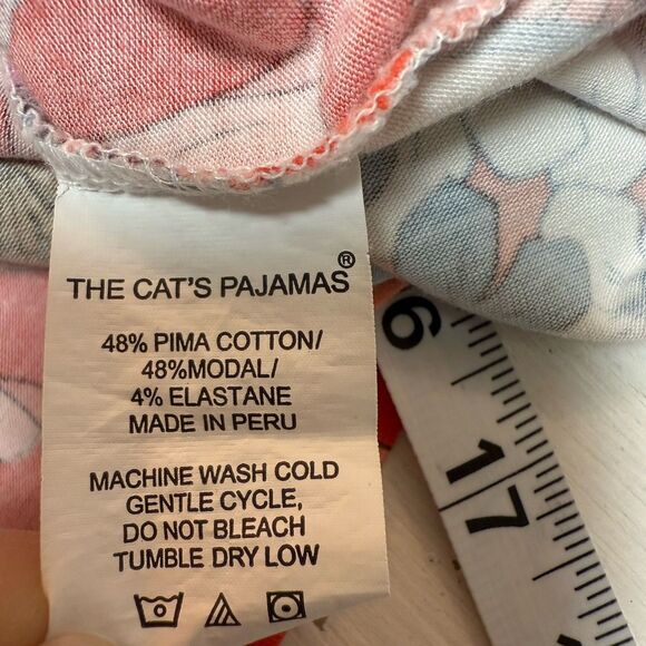 The Cats Pajamas M Floral Here Comes The Sun Button Down PJ Sleep Top Shirt - Picture 10 of 10